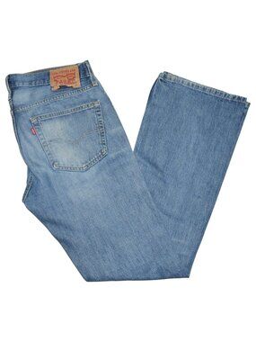 Levis 527 Slim Bootcut Jeans Men's Size 36x34 Light-Med Wash Distressed Denim